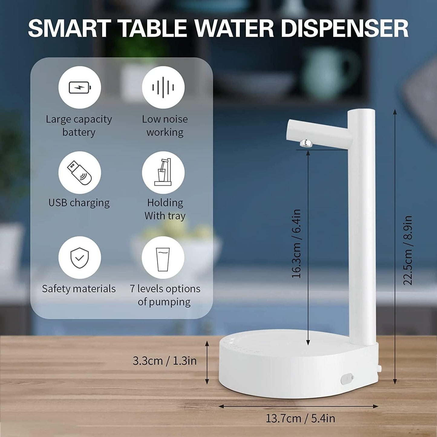 6-Level USB Automatic Water Dispenser | Rechargeable Smart Pump for Bottles (500ml to 5 Gallon)