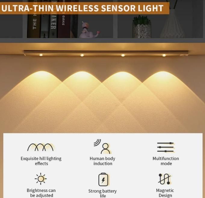 LED PIR Motion Sensor Cabinet Light – Rechargeable & Stick-On Convenience
