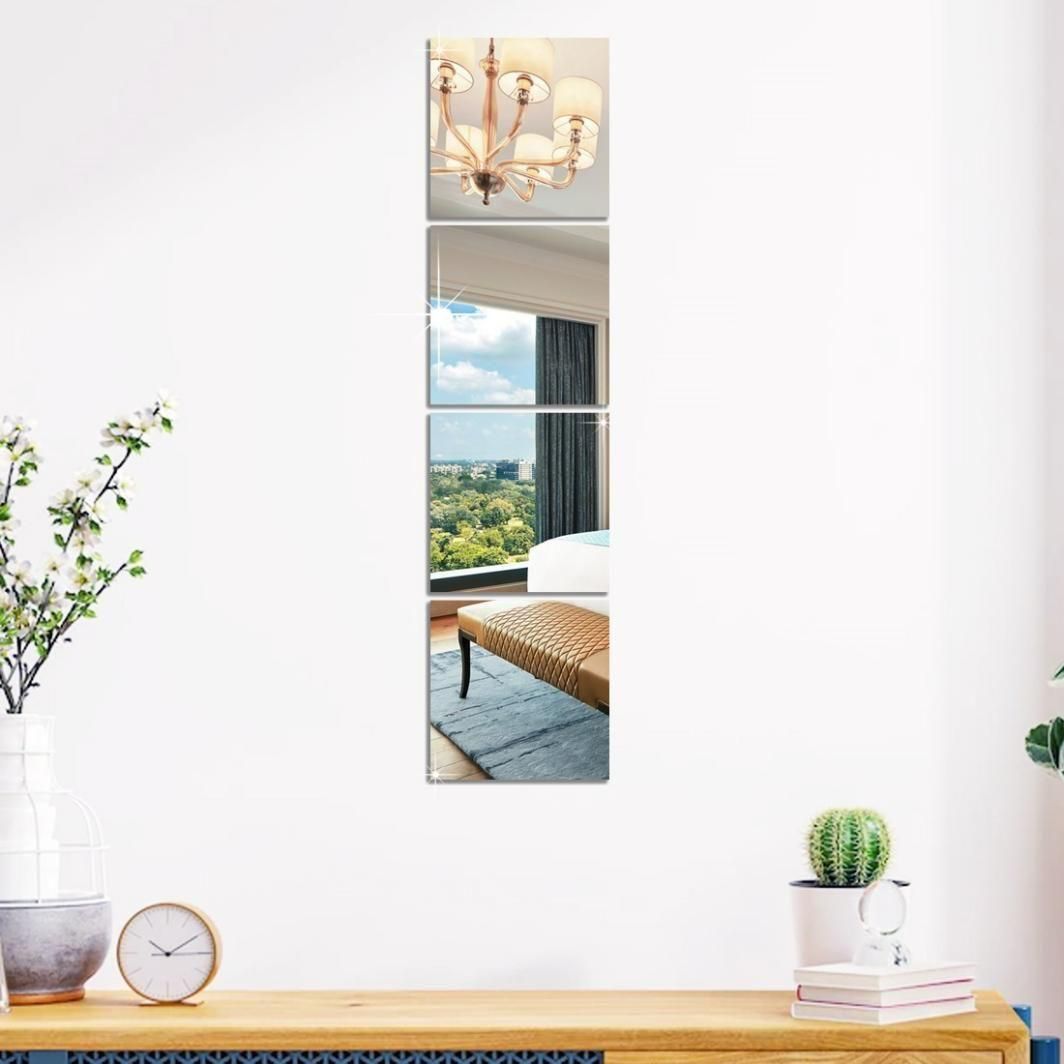 Big Square Silver 3D Acrylic Mirror Wall Sticker