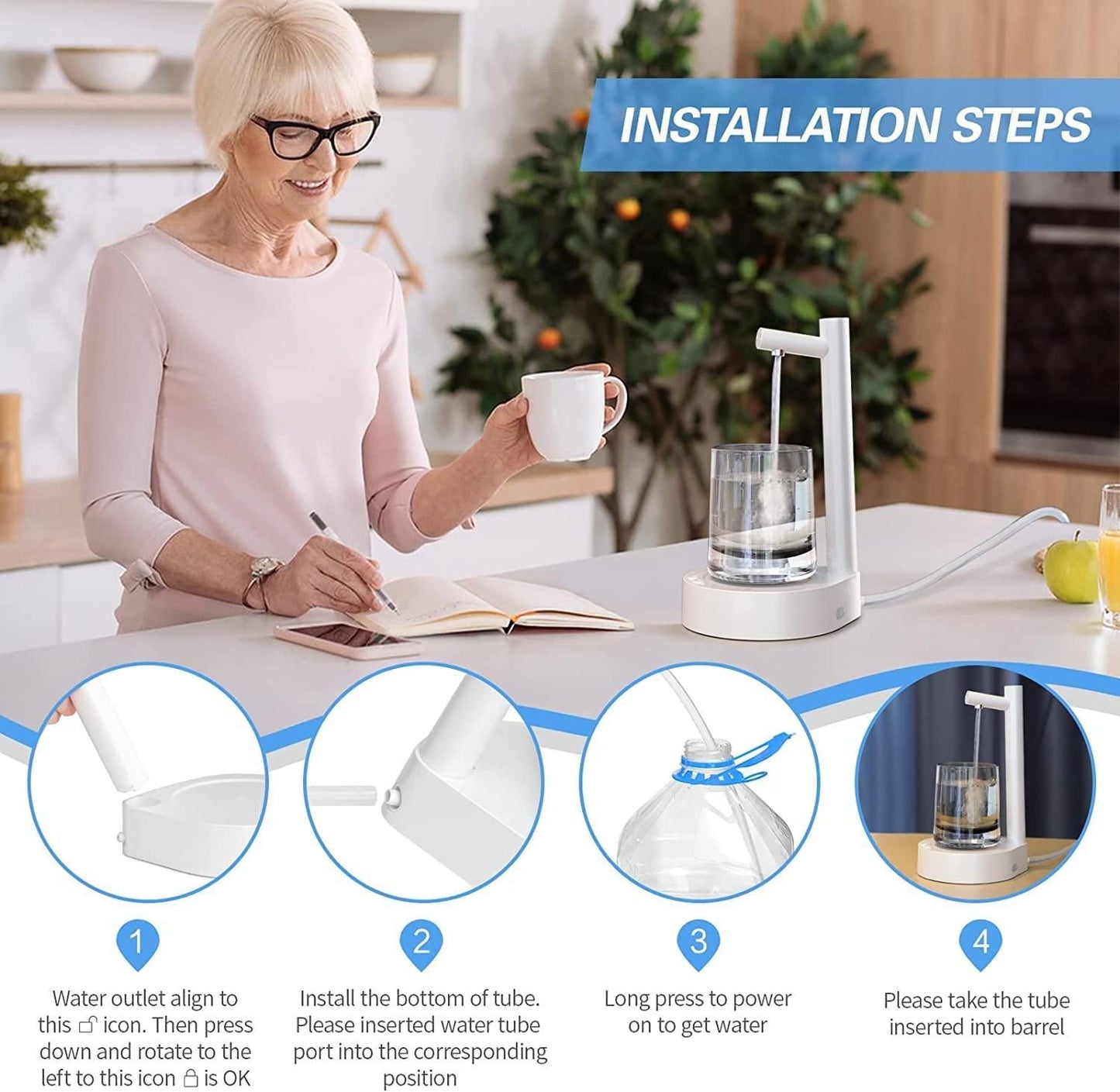 6-Level USB Automatic Water Dispenser | Rechargeable Smart Pump for Bottles (500ml to 5 Gallon)